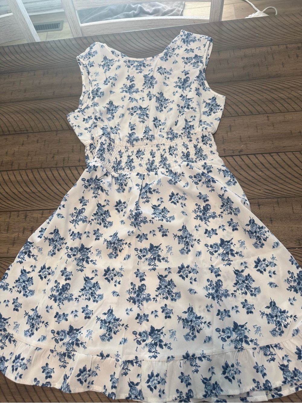 SHEIN White Mini Dress with Blue Floral Print